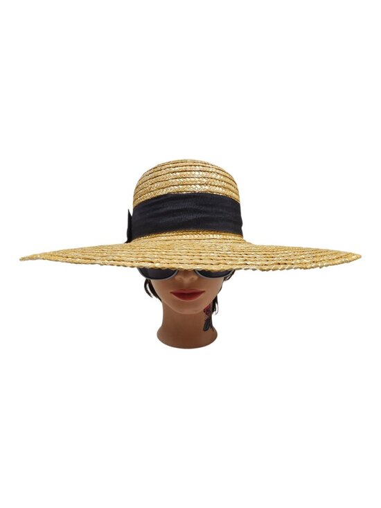 San Diego large brim straw Hat with black ribbon . women\'s O/S main image 4